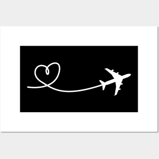 Aviation Airplane with Hearth White Design Posters and Art